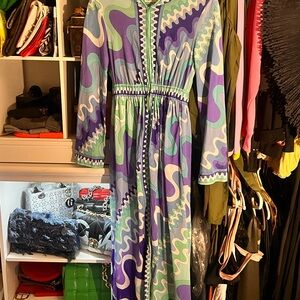 Vintage Emilio Pucci Long Sleeve Dress in Purple and Green